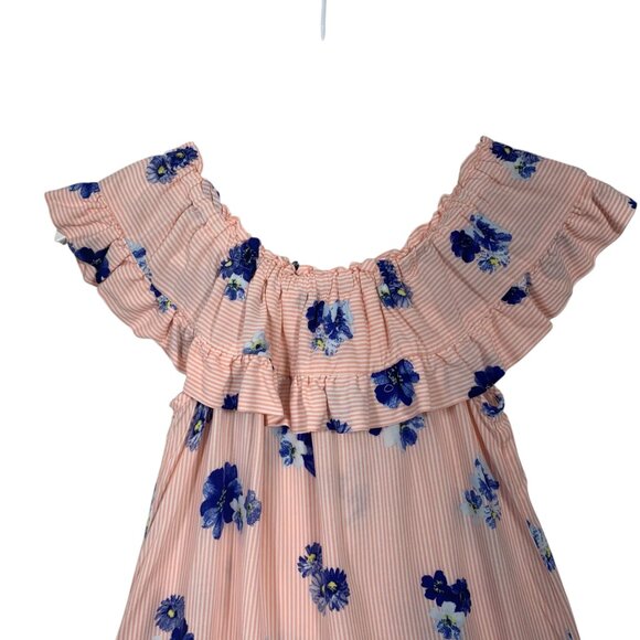 Ruffled Sleeveless Top blouse Pink floral  Size medium EYESHADOW - Picture 4 of 10